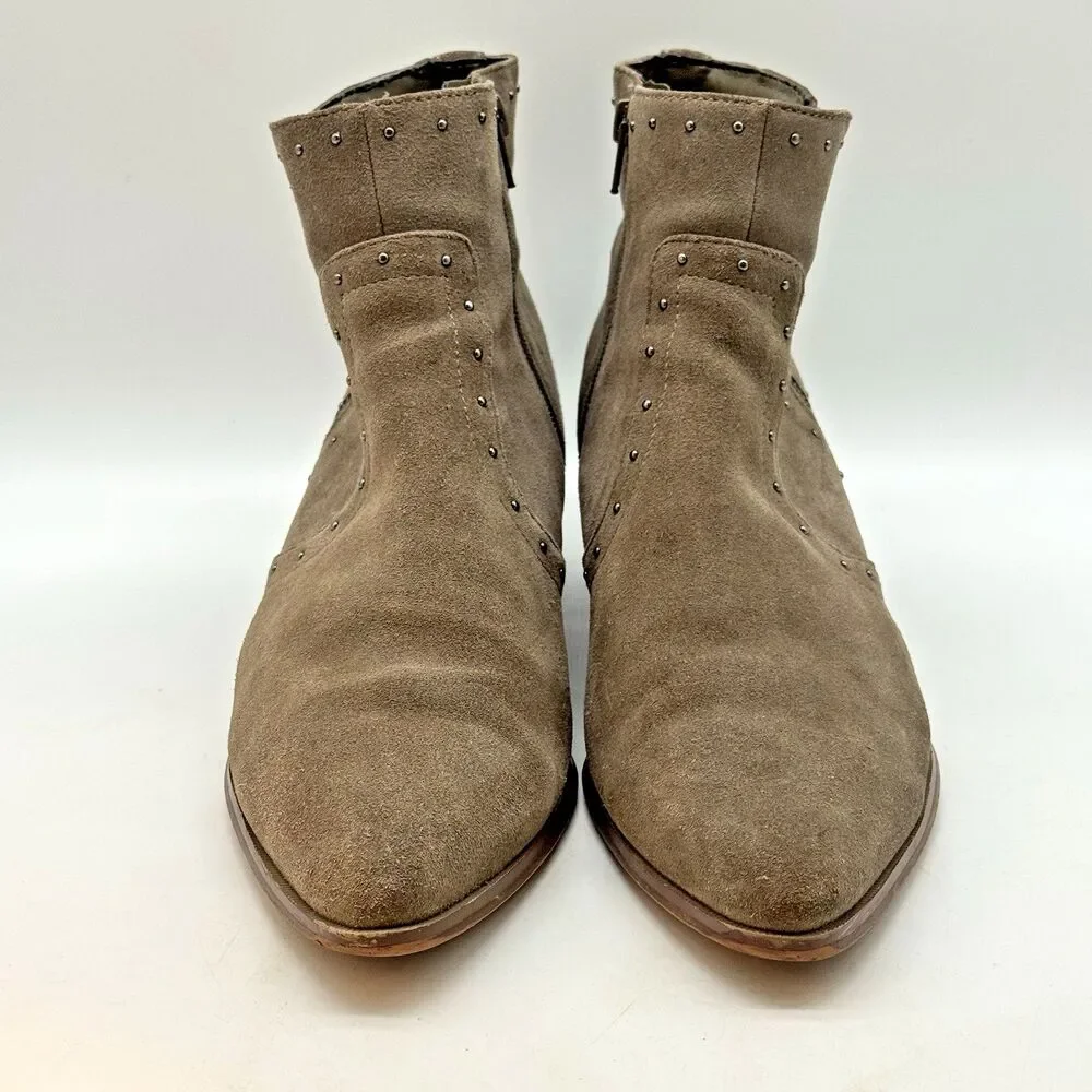 Marc Fisher Wanida Ankle Bootie Women's 11M Gray Suede Leather Studded Side Zip